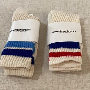 American Trench Assorted 2 Pack Retro Stripe Cotton Blend Crew Socks, NWT